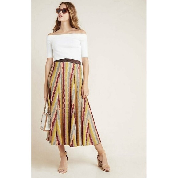 Anthropologie Seen Worn Kept Cilla Striped Knit A-Line Pull On Maxi Skirt Size 8 - Picture 9 of 10